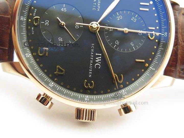 MIROTIME 0115 Portuguese IW371415 ZF 1:1 Best Edition RG Black dial On Brown Leather Strap A Modern 7286